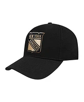 Pro Standard Men's Black New York Rangers Metallic Logo Pinch Front Adjustable Hat