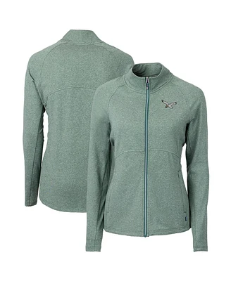 Cutter & Buck Women's Heather Green Philadelphia Eagles Gridiron Classics Logo Adapt Eco Knit Full-Zip Jacket