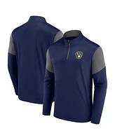 Fanatics Men's Navy Milwaukee Brewers Logo Quarter-Zip Top