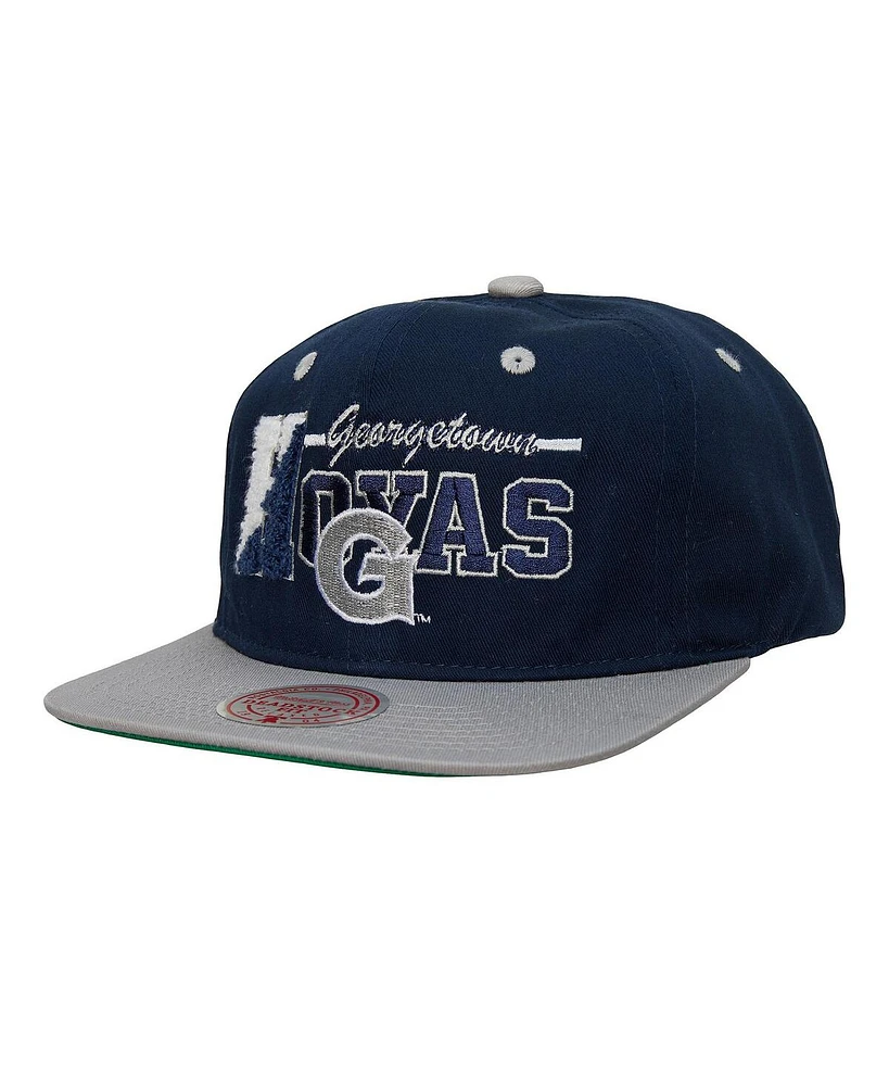 Mitchell & Ness Men's Navy/Gray Georgetown Hoyas Varsity Letter Snapback Hat