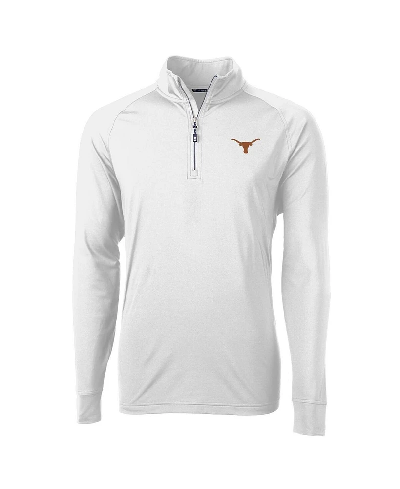 Cutter & Buck Men's White Texas Longhorns Adapt Knit Quarter-Zip Pullover Jacket