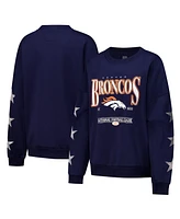 Gameday Couture Women's Navy Denver Broncos Rhinestone Star Sleeve Settle the Score Tri-Blend Pullover