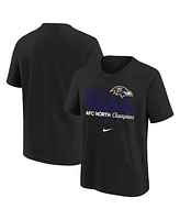 Nike Big Boys and Girls Black Baltimore Ravens 2024 Afc North Division Champions Locker Room Trophy Collection T-Shirt