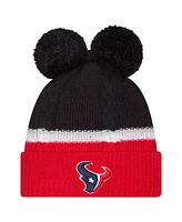 New Era Women's Navy Houston Texans Double Bubble Cuffed Knit Hat with Poms