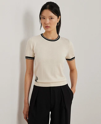 Lauren Ralph Women's Two-Tone Short-Sleeve Sweater, Regular & Petite