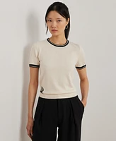 Lauren Ralph Women's Two-Tone Short-Sleeve Sweater, Regular & Petite