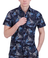 Robert Graham Men's Short Sleeve Button-Front Tropical Print Shirt