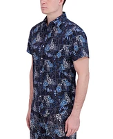 Robert Graham Men's Short Sleeve Button-Front Tropical Print Shirt