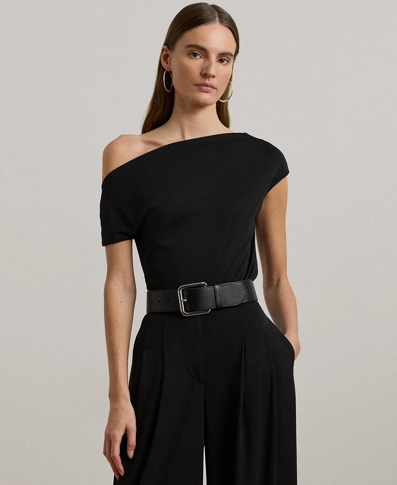 Lauren Ralph Women's Jersey Asymmetrical Off-the-Shoulder Top