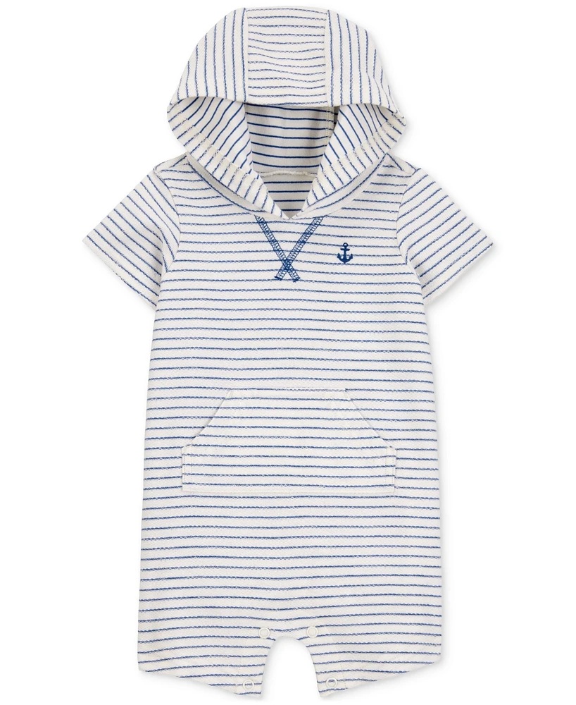 Carter's Baby Boys Striped Hooded Cotton Romper