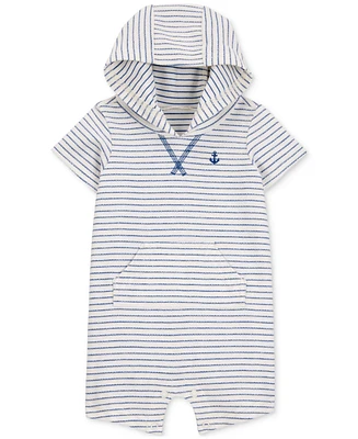 Carter's Baby Boys Striped Hooded Cotton Romper