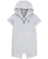 Carter's Baby Boys Striped Hooded Cotton Romper