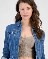 Guess Women's Sexy Lace-Up Denim Trucker Jacket