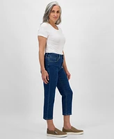 Style & Co Petite Cropped High-Rise Straight-Leg Denim Jeans, Exclusively at Macy's