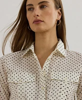 Lauren Ralph Women's Classic-Fit Polka-Dot Cotton Voile Shirt