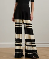 Lauren Ralph Women's Striped Pleated Georgette Wide-Leg Pants