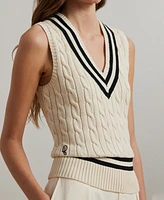 Lauren Ralph Women's Cable-Knit Cotton Cricket Sweater Vest