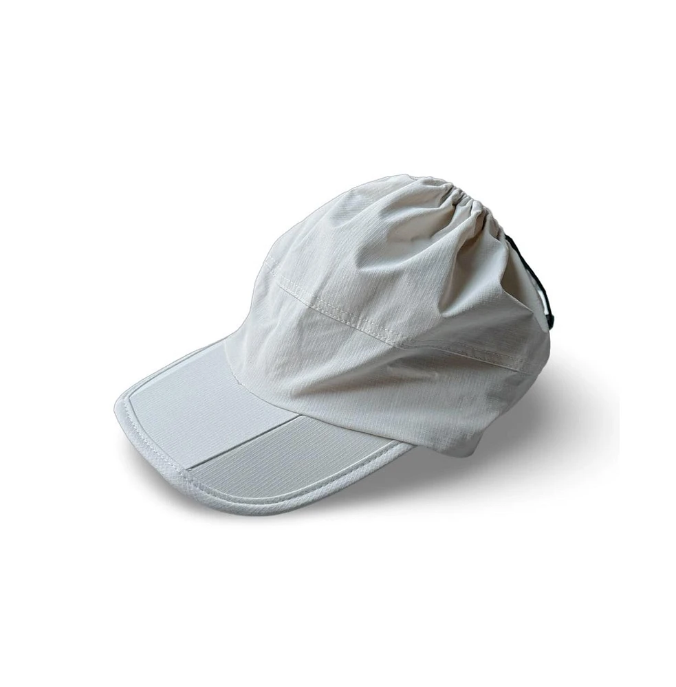 Women's Adjustable High Ponytail Running Hat - Cream