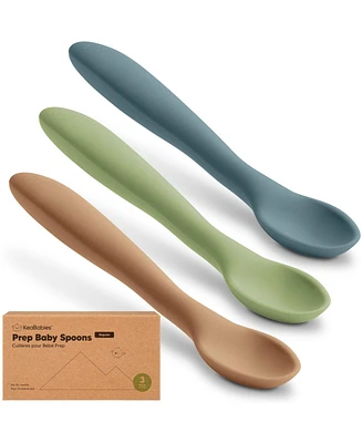 3-Pack Prep Baby Spoons, Silicone Utensils for Self Feeding 6-24 Months, All Stages Set, Blw Toddler Spoons