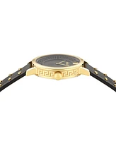 Versace Women's Swiss Greca Fortuna Black Leather Strap Watch 35mm