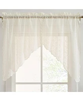 Hlc.me Sophia Floral Rod Pocket Lace Short Cafe Swags for Small Windows - 28 x 36 Inch Length ( Swags