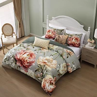 Bebejan Whispering Willows 100% Cotton Sateen 5 Piece King Size Reversible Comforter Set