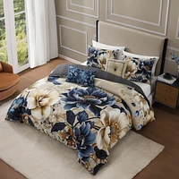 Bebejan English Manor Bedding 100% Cotton Sateen 5 Piece Queen Size Reversible Comforter Set