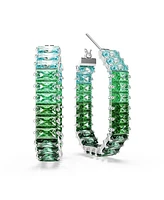 Swarovski Matrix Rhodium Plated Baguette Cut Hoop Earrings