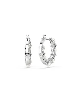 Swarovski Matrix Rhodium Plated Round Cut Hoop Earrings