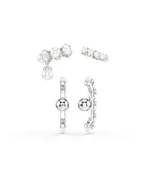 Swarovski Matrix White Rhodium Plated Round Cut Ear Cuff Sets