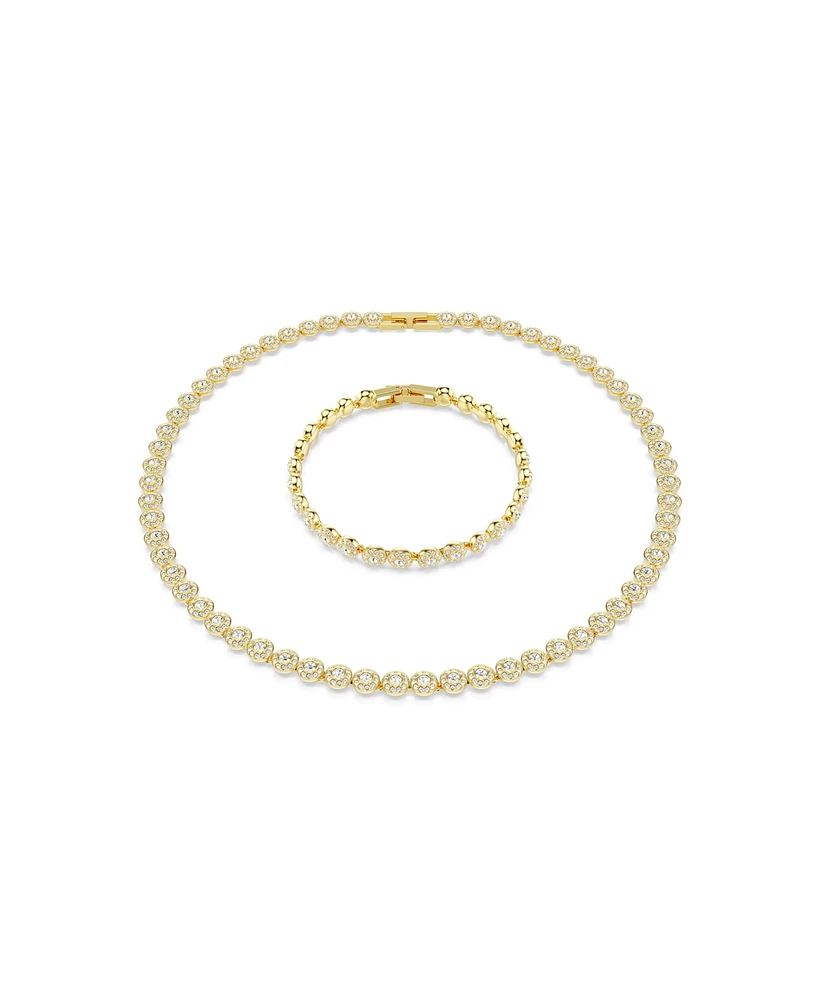 Swarovski Una Angelic Gold-Tone Plated Round Cut Necklace and Bracelet Set