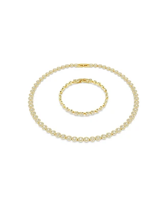 Swarovski Una Angelic Gold-Tone Plated Round Cut Necklace and Bracelet Set
