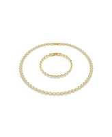 Swarovski Una Angelic Gold-Tone Plated Round Cut Necklace and Bracelet Set