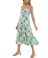 Trixxi Juniors' Floral-Print Tiered Midi Dress
