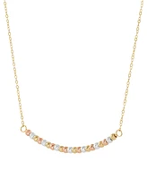 Textured Bead Curved Bar 17" Collar Necklace in 14K Tricolor Gold