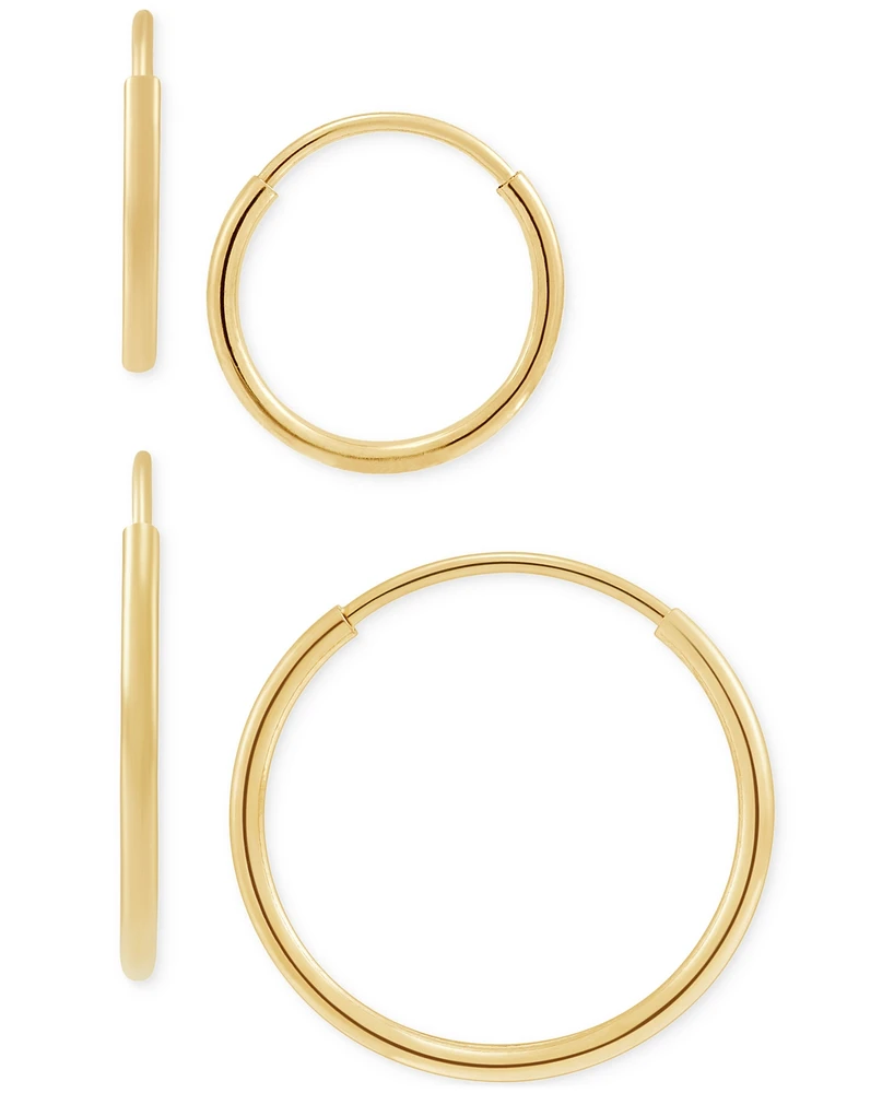 2-Pc. Set Polished Endless Wire Small Hoop Earrings in 10k Gold