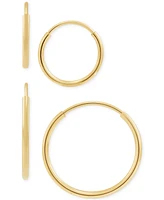 2-Pc. Set Polished Endless Wire Small Hoop Earrings in 10k Gold