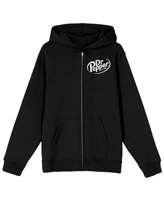 Dr. Pepper Men's White Logo Adult Black Zip-Up Hoodie-3XL