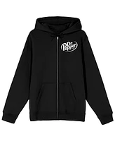 Dr. Pepper White Logo Adult Black Zip-Up Hoodie-3XL