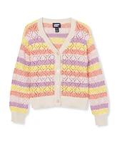 Lands' End Girls Button Front Pointelle Knit Cardigan