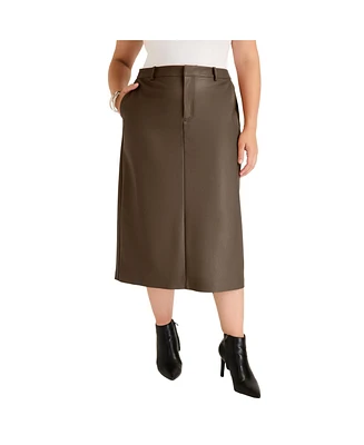 June + Vie Plus Faux Leather Skirt