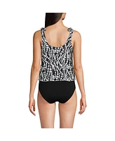 Lands' End Women's D-Cup V-neck Shoulder Tie Flutter Tankini Swimsuit Top