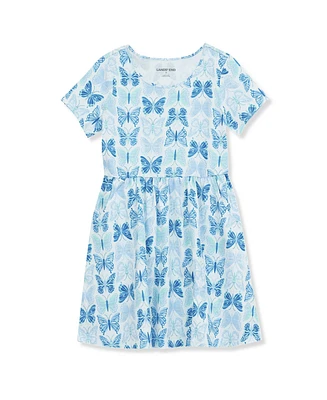 Lands' End Girls Short Sleeve Gathered Waist Jersey Dress