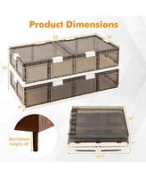 Pack 26.5 Gal Under Bed Storage Containers with Wheels Double Opening Lids