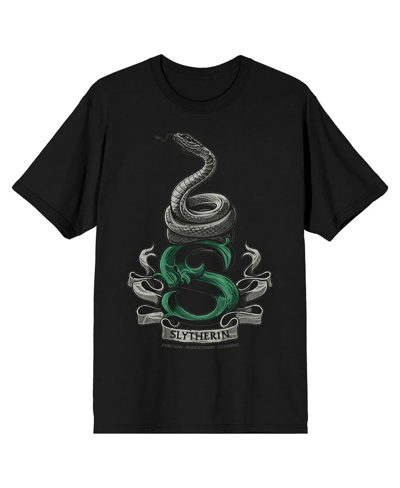 Harry Potter Slytherin Snake Men's Black T-shirt-3XL