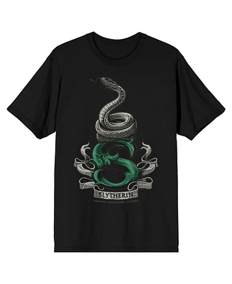 Harry Potter Slytherin Snake Men's Black T-shirt-3XL