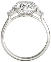 Charles & Colvard Moissanite Oval Halo Three Stone Ring (3-3/4 ct. t.w.) in 14K White Gold