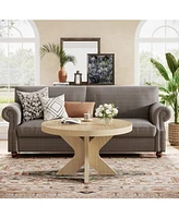 Tribesigns 31.49" Round Coffee Table, Wood Circle Coffee Table for Living Room