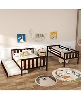 3-in-1 Bunk Bed with Trundle and Ladder, Perfect for Kids' Rooms, Sleepovers, and Guest Use