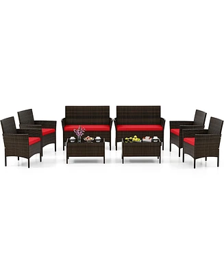 Gymax Pcs Patio Furniture Set w/Washable Cushions & Tempered Glass Coffee Table